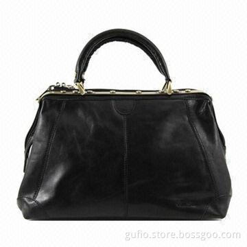 Doctor Leather Bag with Inside Zipper Pocket and Polyester Lining